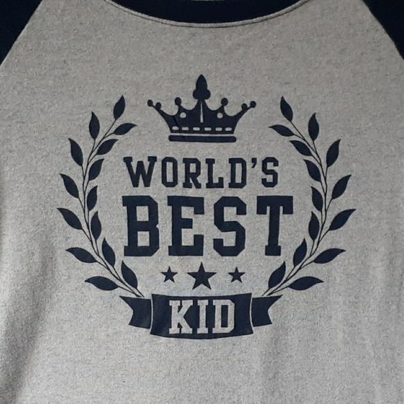 World's best kid gray/navy long sleeve t-shirt - Picture 6 of 8